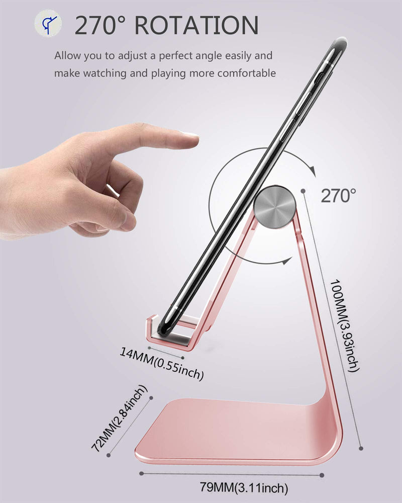 [Australia - AusPower] - Adjustable Cell Phone Stand, CreaDream Phone Stand, Cradle, Dock, Holder, Aluminum Desktop Stand Compatible With Phone Xs Max Xr 8 7 6 6s Plus SE Charging, Accessories Desk,All Mobile Phones-Rose Gold Rose Gold 