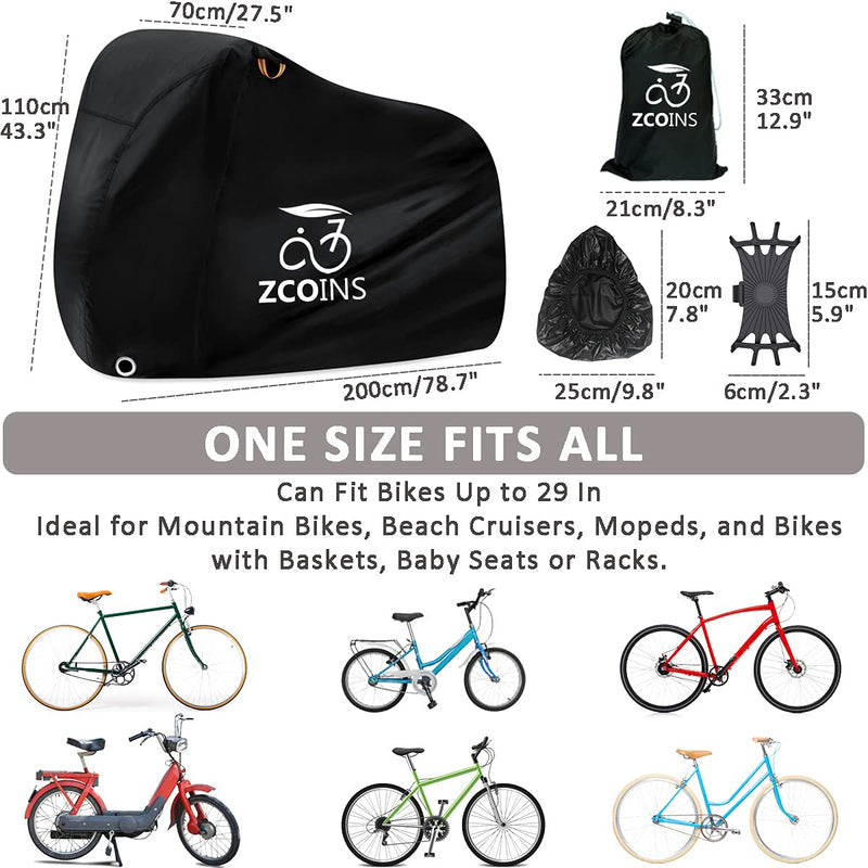 [Australia - AusPower] - Waterproof Bike Cover for 1 or 2 Bikes, Bike Covers for Outside Storage, 210T Extra Heavy Duty Waterproof Anti Rain Dust UV Protective Bicycle Cover/Bike Storage for Mountain Bike with Storage Bag 