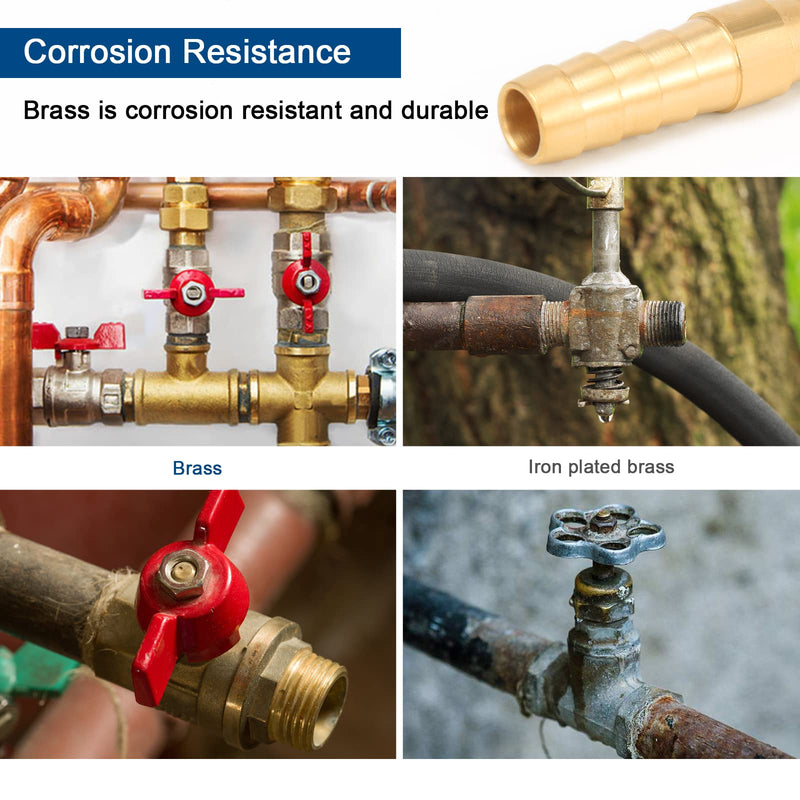 [Australia - AusPower] - BathAce Brass Hose Barb Fitting Splicer Mender, Quick Connect Threaded Pipe Adapter Heavy Duty M Type Fitting Union Air Gas Water Fuel, 2 Pack (5/16 Barb x 5/16 Barb) 5/16 Barb x 5/16 Barb 