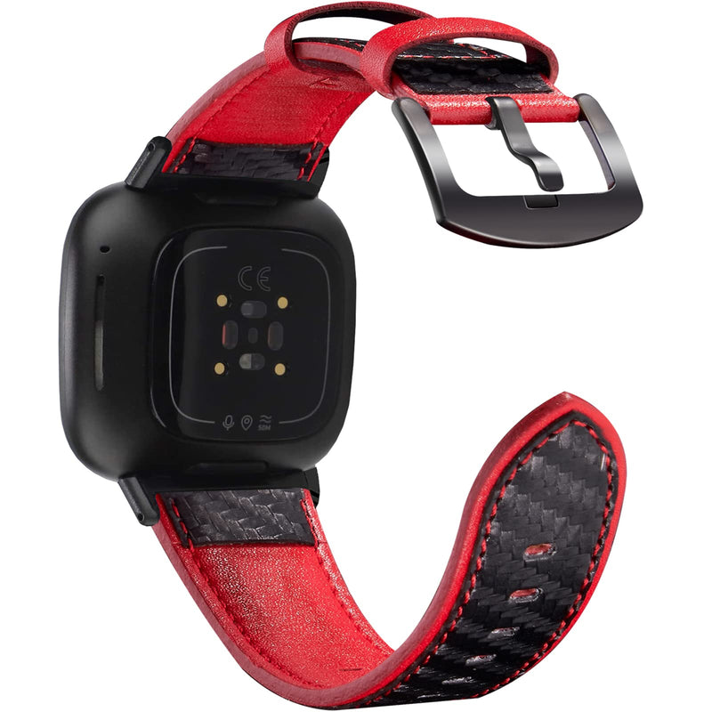 [Australia - AusPower] - Hepsun Carbon Fiber Leather Band Compatible for Fitbit Sense/Versa 3 Bands,Women Men Accessory Watch Strap with Black Metal Buckle Compatible for Fitbit Sense,Versa 3 Smartwatch 