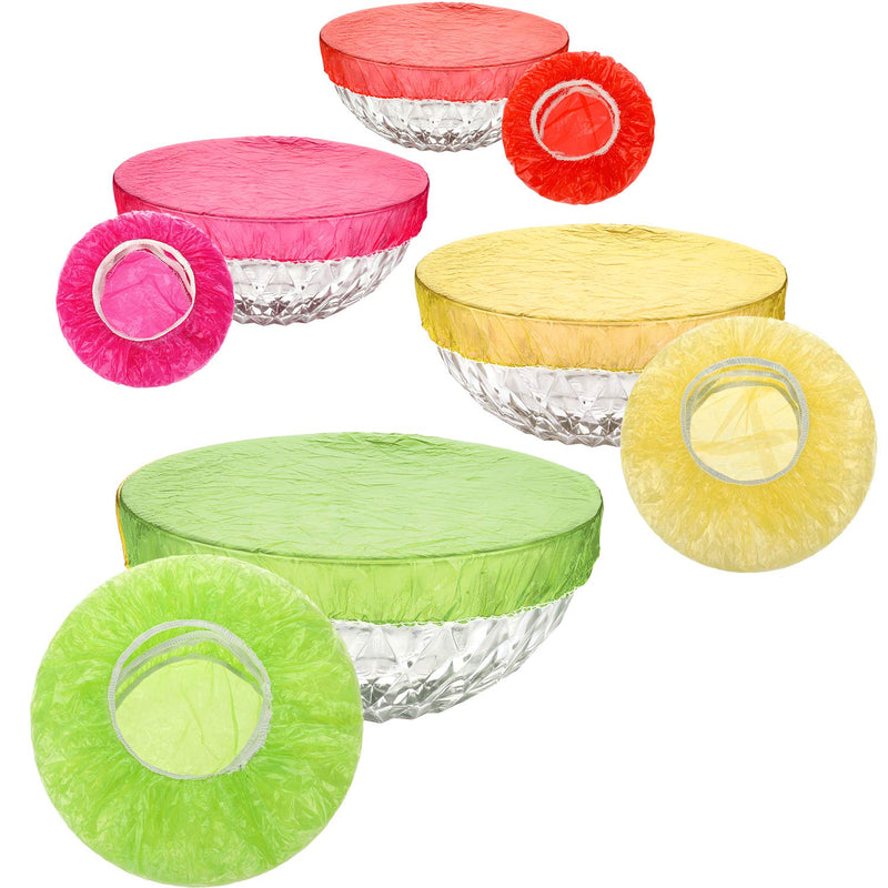 [Australia - AusPower] - 100 Pieces Elastic Food Covers Colorful Reusable Food Storage Covers Translucent Plastic Wrap Cover for Bowl Dish Plate 