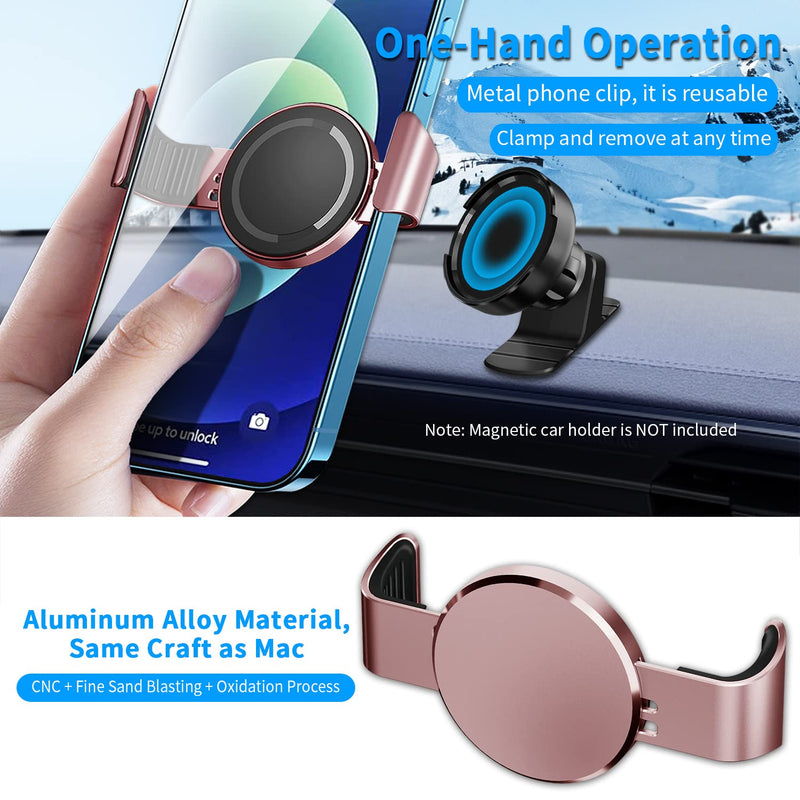 [Australia - AusPower] - Mount Metal Phone Clamp for Magnet Car Mount Holder, GOUPPL Adjustable Hands-Free Phone Clip Compatible with Magnetic Mounts, Fits All iPhone Samsung Galaxy Smartphone (Pink) Pink 