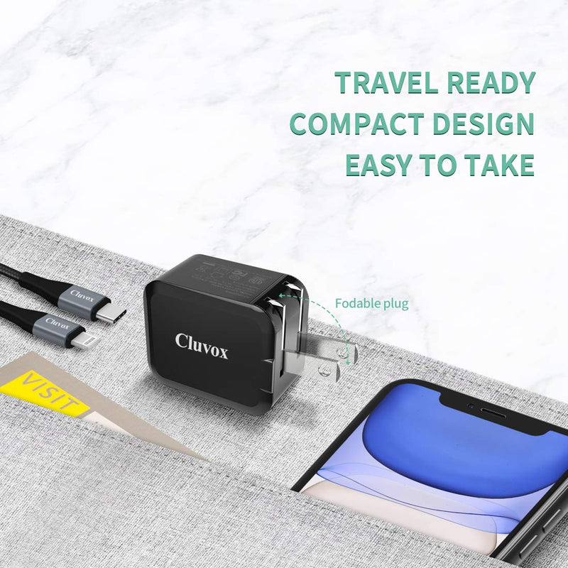 [Australia - AusPower] - Cluvox Fast USB C Wall Charger with Foldable Plug Compatible for iPhone 13/12/11/Pro/Max/XS Max/XR/X/8/Plus, iPad 8th Gen/Mini/Air/SE 2020, 20W Rapid PD Phone Charger& 3.3ft MFi Certified Nylon Cable 