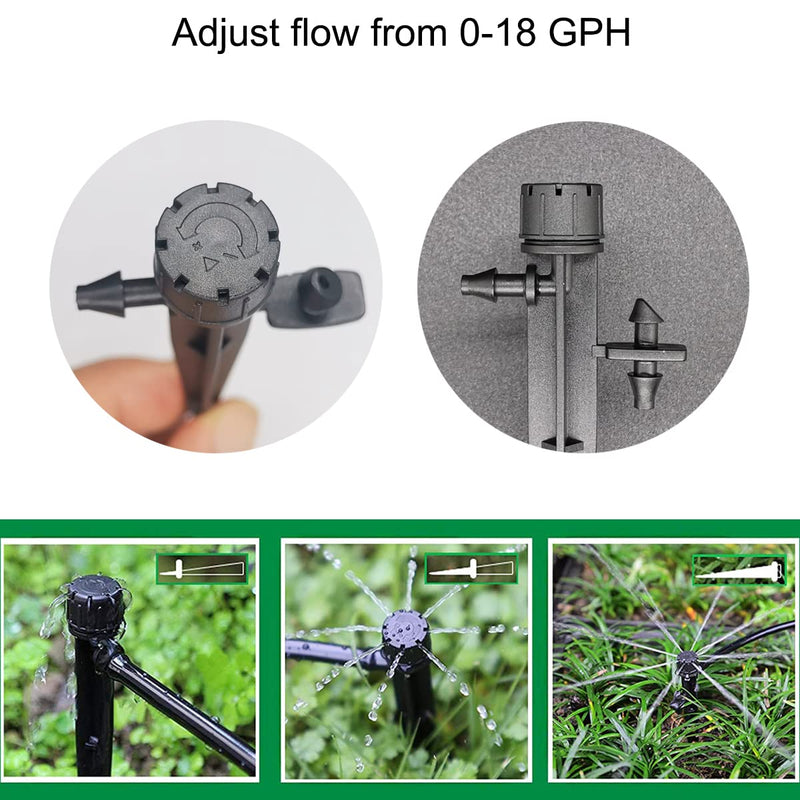 [Australia - AusPower] - 25 Pcs Drip Irrigation Emitters, Adjustable Flow 0-18 GPH Irrigation Drippers with Stake, 360 Degree Flow Sprinkler Head, Irrigation System Accessories, Auto Watering for Garden Patio Lawn Flower Bed 