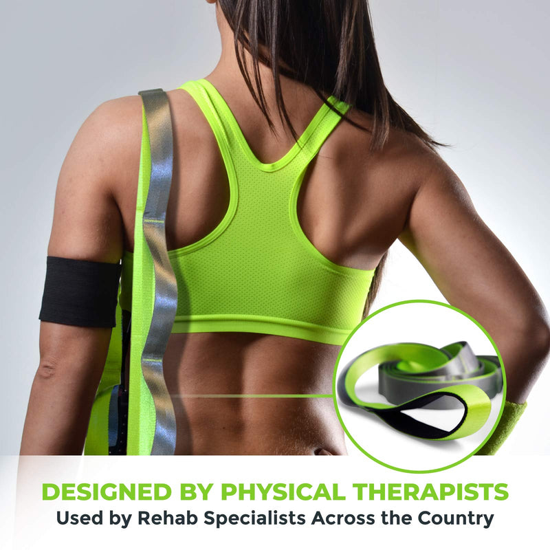 [Australia - AusPower] - Gradient Fitness Stretching Strap for Physical Therapy, 12 Multi-Loop Stretch Strap 1.5" W x 8' L, Neoprene Handles, Physical Therapy Equipment, Yoga Straps for Stretching, Leg Stretcher Green/Grey 