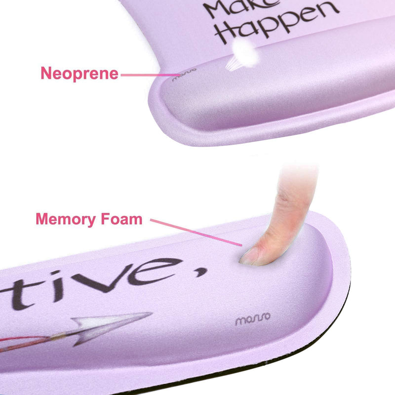 [Australia - AusPower] - MOSISO Mouse Pad & Keyboard Wrist Rest Support Set, Ergonomic Mousepad Non-Slip Base Home/Office Pain Relief & Easy Typing Cushion with Neoprene Cloth & Raised Memory Foam, Pink Base Inspiring Words 