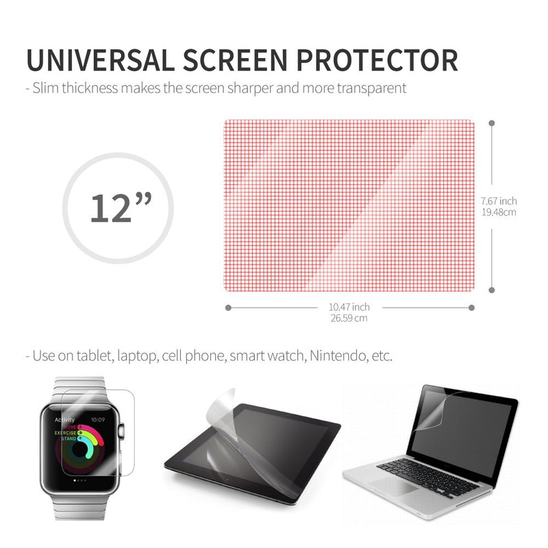 [Australia - AusPower] - RED SHIELD Universal Screen Protector 13" for Tablet, Set of 3, Smartphone Smartwatch Gaming Device & GPS, High Definition Crystal Clear Anti-Scratch Anti-Fingerprint Film, Easy Cut with Guidelines 13" [3 PK] 