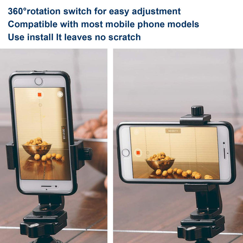 [Australia - AusPower] - Universal Smartphone Cell Phone Mount Holder Adapter for Tripods or Stands with Standard 1/4 Inch Mount Screw, can Rotates Vertically and Horizontally 