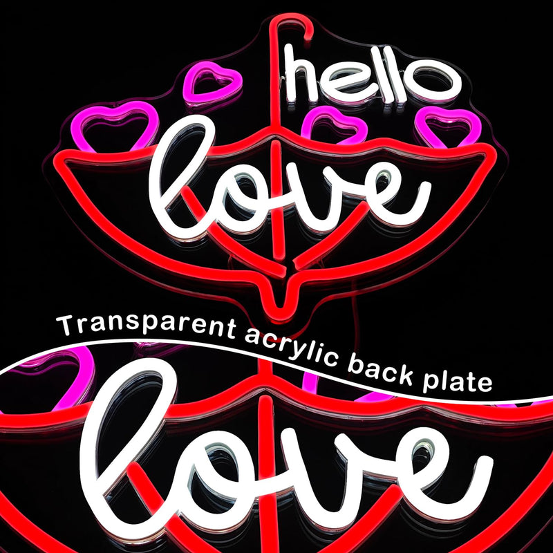 [Australia - AusPower] - Valentine'S Day Neon Sign Dimmable Led Neon Light Hello Love Neon Sign for Wall Decor Heart Neon Sign for Bedroom Bar Living Room Party Valentine's Day decorations Gifts for Lover HelloLove 