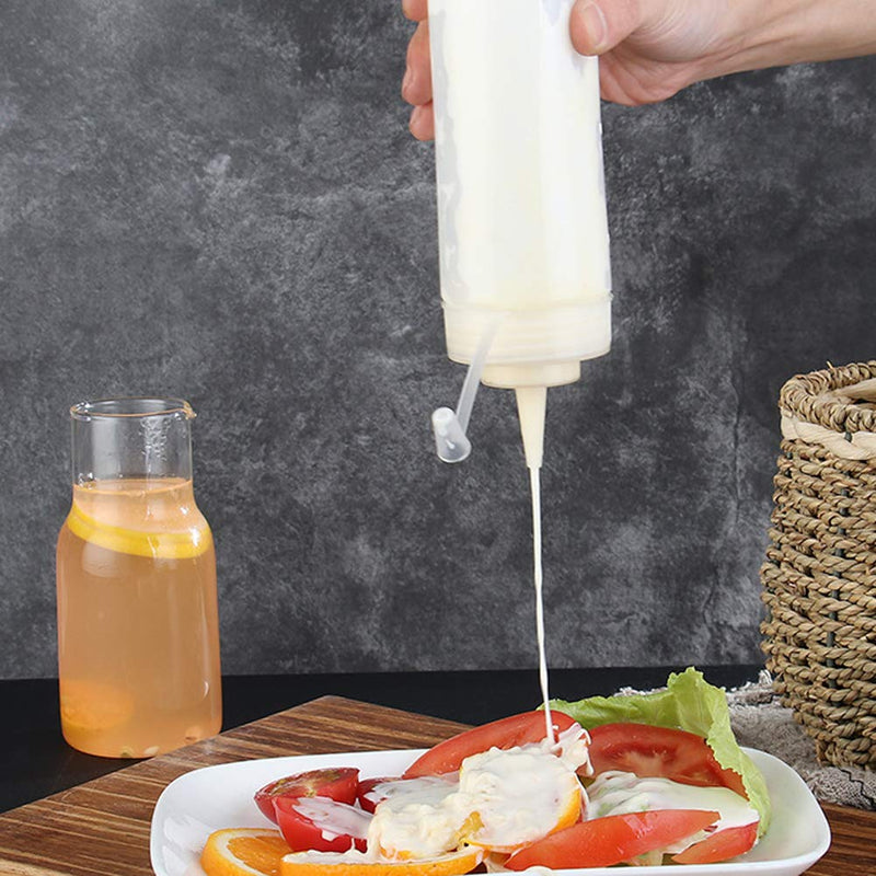 [Australia - AusPower] - 1 Piece Plastic Squeeze Bottle Plastic Squeeze Condiment Bottle Ketchup BBQ Sauce Dispensing Bottle with Twist On Cap Lids for Sauce Ketchup Craft Paint(12 Oz, White) 