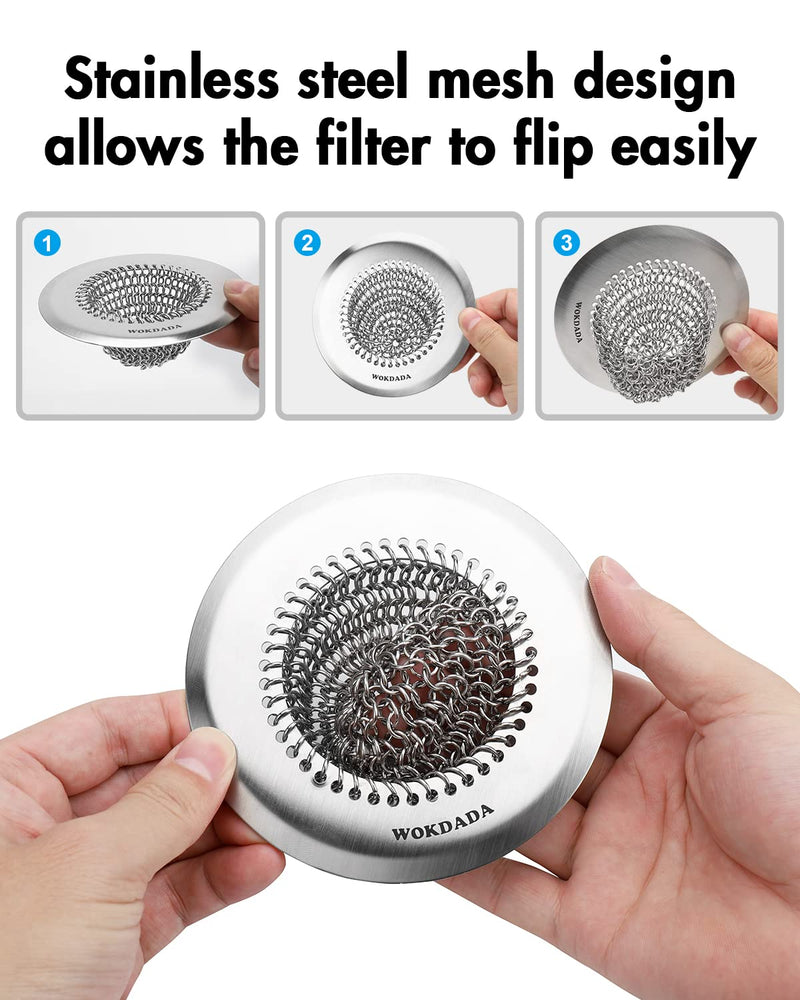 [Australia - AusPower] - Kitchen Sink Strainer, Reversible Mesh Sink Drain Strainer with 304 Stainless Steel , Wokdada Revolutionary Anti-rust Sink Strainer Food Catcher for Garbage Disposal without Clogging 