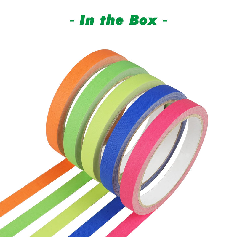 [Australia - AusPower] - Forestchill Spike Tape, 5 Bright Colors Fluorescent Gaffer Tapes, 1/2 Inch x 6 Yards Per Roll 
