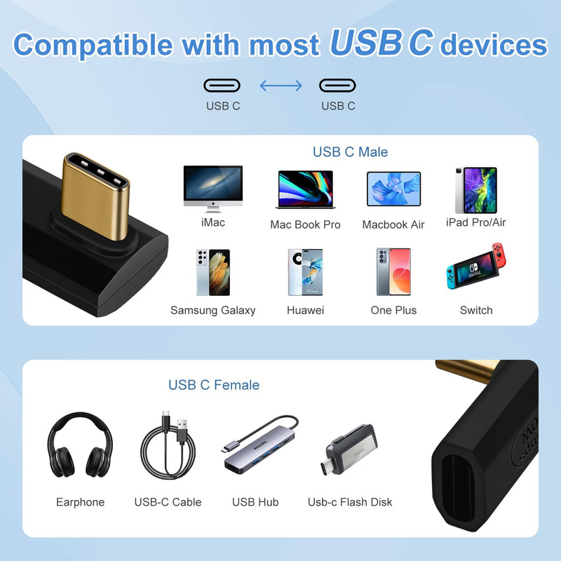 [Australia - AusPower] - YoungSelly 4 Pack USB C Adapter Connector, Supports Thunderbolt 4/3, USB4/3, PD 240W Fast Charging, 40Gb/s Data Transfer, 8K Video Output, Compatible with Most USB C Devices. (Elbow). 4 pack Elbow 