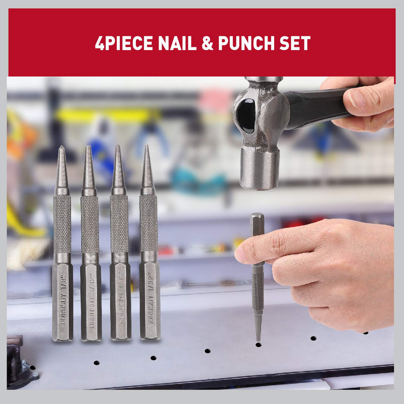 [Australia - AusPower] - HORUSDY 4-Piece Nail Setter Punch and Center Punch Set 