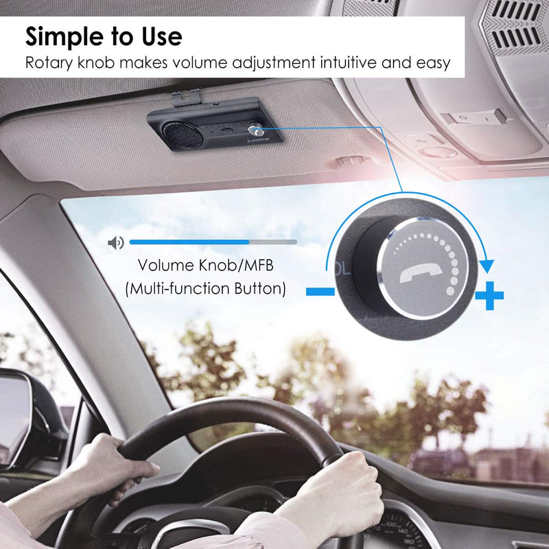 [Australia - AusPower] - Avantree CK11 Hands Free Bluetooth 5.0 Car Kits, 3W Loud Speakerphone, Support Siri Google Assistant & Motion Auto On Off, Volume Knob, Wireless in Car Handsfree Speaker with Visor Clip - Titannium 