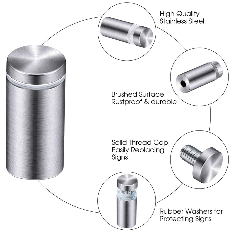 [Australia - AusPower] - Sign Standoff Screws Advertising Screws Stainless Steel Wall Standoff Mounts Glass Acrylic Nail, 8 Pieces (1 x 2 Inch) 1 x 2 Inch 