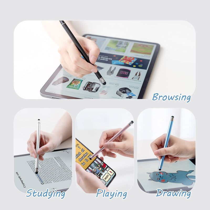 [Australia - AusPower] - Stylus Pens for Touch Screens, Abiarst Stylus Pens High Precision Capacitive Stylus for iPad iPhone Tablets Samsung Galaxy All Universal Touch Screen Devices (4-Pack Black/Blue/Silver/Rose Pink) 4-Pack Black/Blue/Silver/Rose Pink 