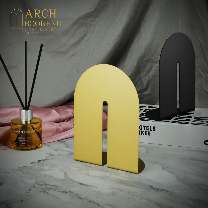 [Australia - AusPower] - Ondeam Runway Gold Bookends for Books,1 Pair Metal Book Holders for Office Shelves Adults & Kids Gift(Gold) 