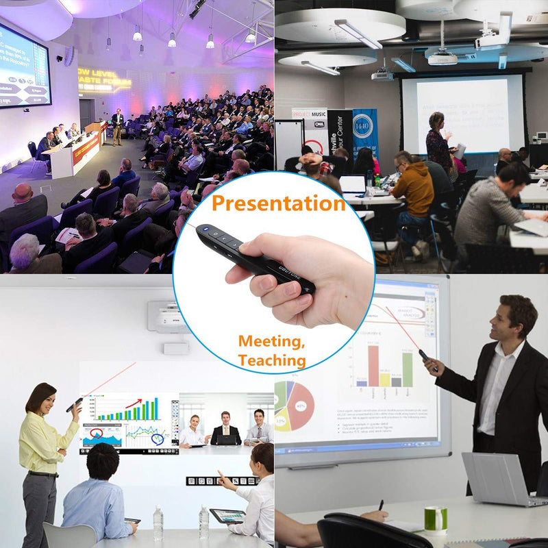 [Australia - AusPower] - UBUYONE Wireless Presenter Remote Presentation Pointer Clicker with Hyperlink&Volume Control USB PowerPoint Slide Advancer 