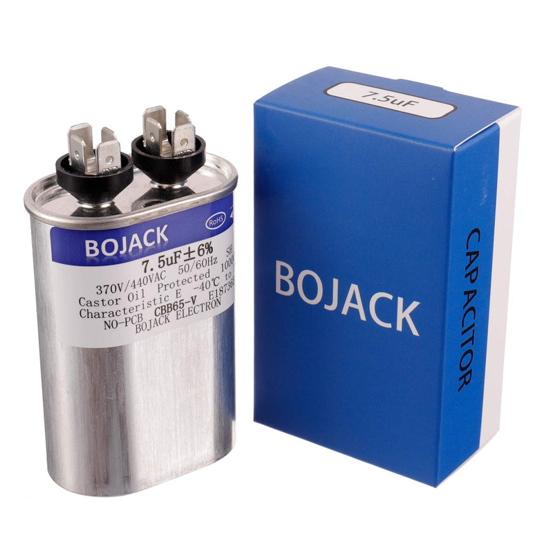 [Australia - AusPower] - BOJACK 7.5 uF ±6% 7.5 MFD 370V/440V CBB65 Oval Run Start Capacitor for AC Motor Run or Fan Start and Cool or Heat Pump Air Conditione 