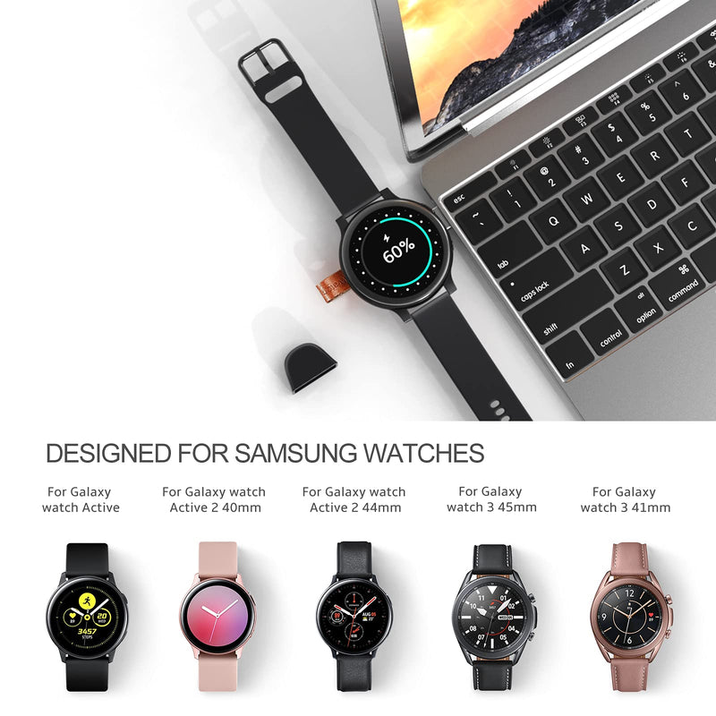 [Australia - AusPower] - ACEQINGSE Portable Samsung Galaxy Watch Charger, USB Travel Cordless Wireless Car Charger Smart Keychain, Compatible for Samsung Galaxy Watch 3, Active, Active2 Accessories (Black) 
