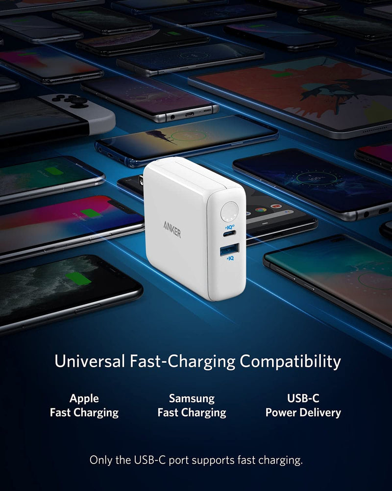 [Australia - AusPower] - Anker PowerCore Fusion III PIQ 3.0, 18W USB-C Portable Charger 2-in-1 with Power Delivery Wall Charger for iPhone12，12Mini, 11, iPad, Samsung, Pixel and More 