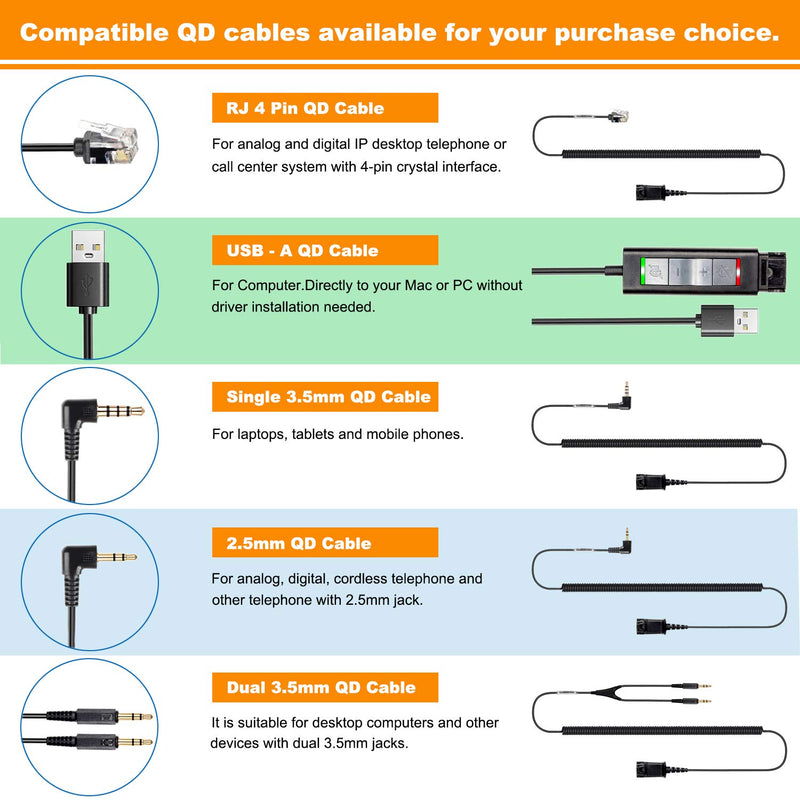 [Australia - AusPower] - VoiceJoy Binaural Headset with Noise Cancelling Microphone with QD(Quick Disconnect),Compatible with VoiceJoy and Plantronics QD Quick Disconnect Connector QD Connector 