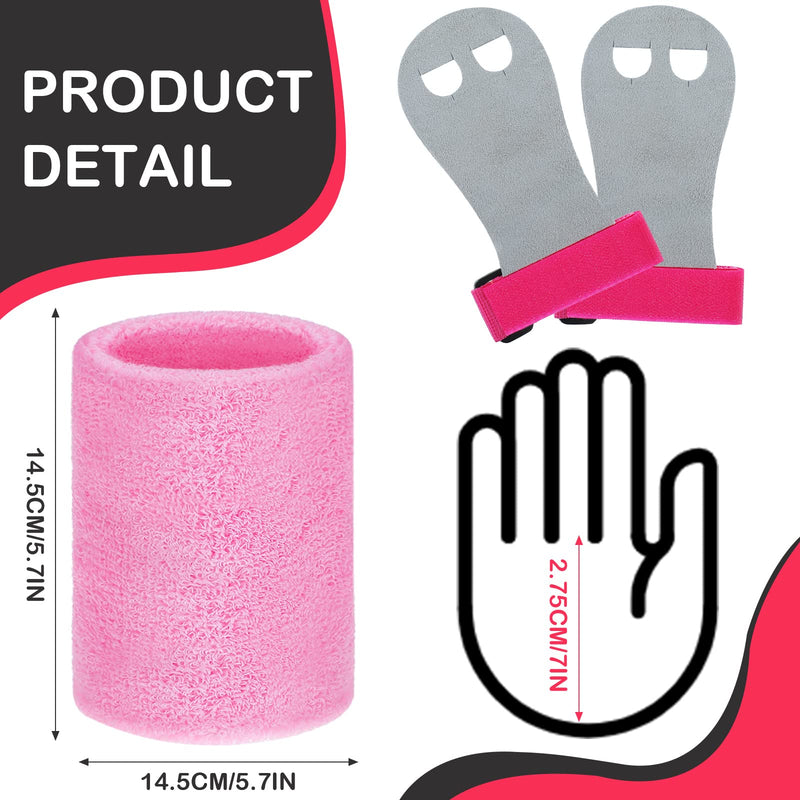 [Australia - AusPower] - Civaner 4 Pieces Gymnastics Grips Pink Gymnastic Hand Grips Athletic Pink Wrist Bands Terry Cloth Sweat Bands Girls Sports Accessories for Kids Basketball Tennis Football Baseball 