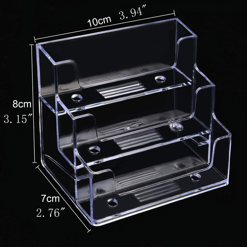 [Australia - AusPower] - 3 Pockets Acrylic Business Card Holder Stand Clear Desktop Countertop Office Business Organizer Acrylic Index Card Filling Display for Desk 2 pcs (3 Pocket) 3 Pocket 