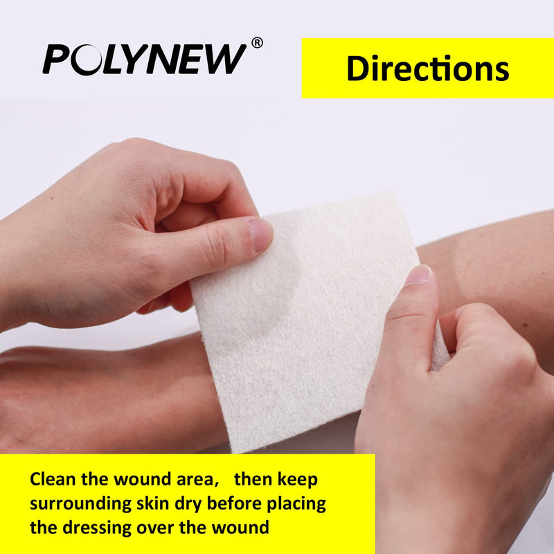 [Australia - AusPower] - Polynew Calcium Alginate Wound Dressing, 4'' x 4'' Patches,12 Pack, Soft and Highly Absorbent Wound Care 