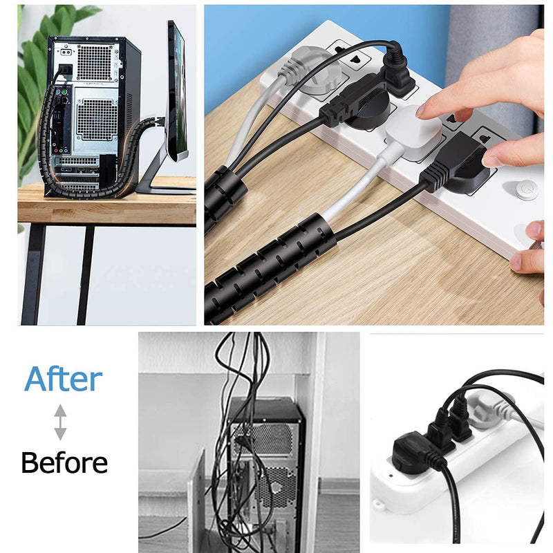 [Australia - AusPower] - Fanoshon 13 1/8ft -1/2 Inch Braided White Cable Sleeve Cover Organizer Split Cord Management Protectors Pet Proof - Self Wrapping Wire Loom Tube for Desk PC/TV/Computer/Home Theater/Engine Bay 22MM+28MM -1PACK Black 06 