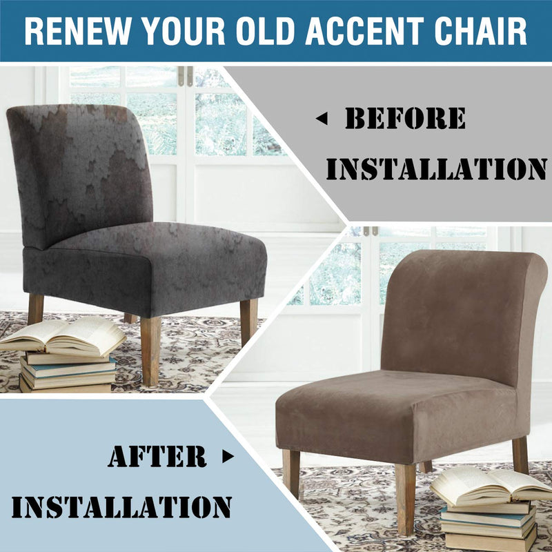 [Australia - AusPower] - Velvet Accent Chair Covers High Stretch Armless Chair Covers for Living Room Luxury Thick Velvet Chair Slipcovers Modern Furniture Protector with Elastic Bottom, Machine Washable, Taupe 