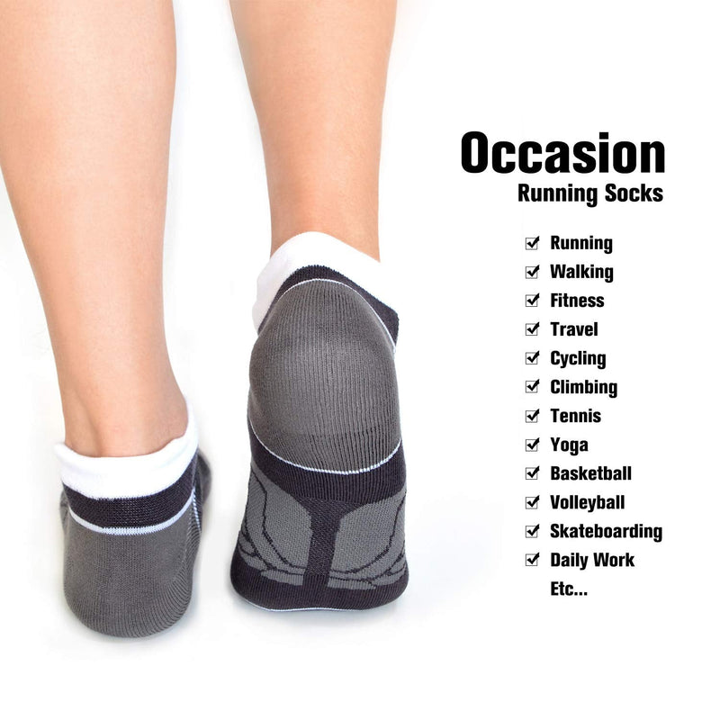 [Australia - AusPower] - Compression Ankle Cushioned Running Sport Socks for Men Women, Busy Socks Low Cut Arch Support Tab Athletic Socks 3 Pairs 001# Dark Grey Small-Medium 