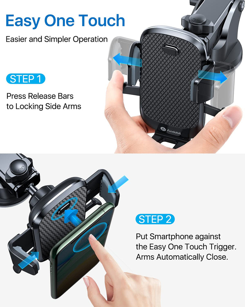 [Australia - AusPower] - andobil [2022 Upgraded] Suction Cup Phone Holder, [Strongest Suction Power & Stick Firmly] Phone Mount for Car Dashboard, Air Vent, Windshield, Compatible with iPhone 13 12 Samsung S22 S21 & Others 