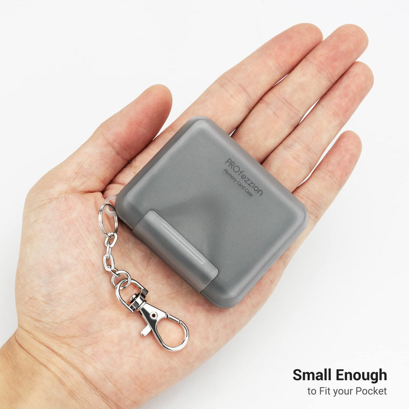 [Australia - AusPower] - PROfezzion 4 Slots Portable SD Card Holder, [Water-Resistant] [Anti-Shock] SD Card Case Storage for 4 SD /SDXC /SDHC Cards, Memory Card Hard Carrying Box Keeper Protector with Rubber Interior, Grey 4 Slots SD 