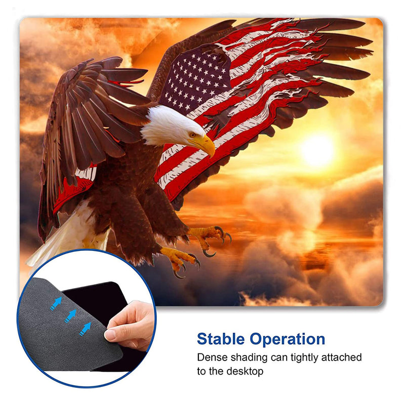 [Australia - AusPower] - Custom Square Gaming Mouse Pad, Office Computer Mouse Pad, American Flag Eagle Anti-Slip Rubber Desktop Mouse Pad 