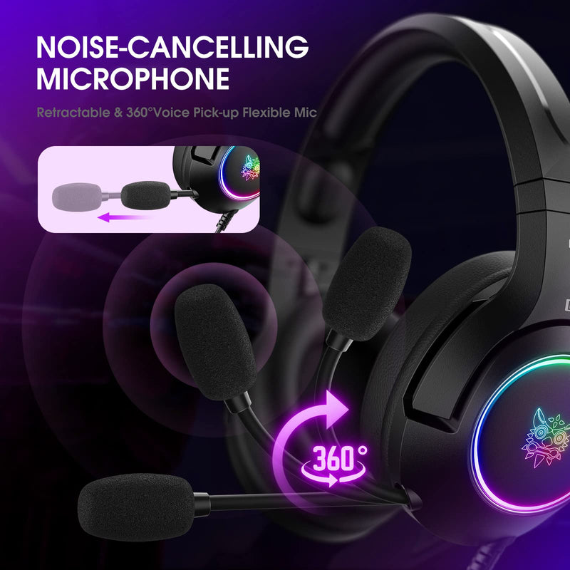 [Australia - AusPower] - 【2022 Upgraded】 Ajsaki K9 Gaming Headset,Gaming Headphones with RGB LED Lights, Noise Cancelling, Stereo PS Vita Headset with Microphone, Over-Ear Headphones for PC, PS4, PS5,Switch, Xbox One, Mac 