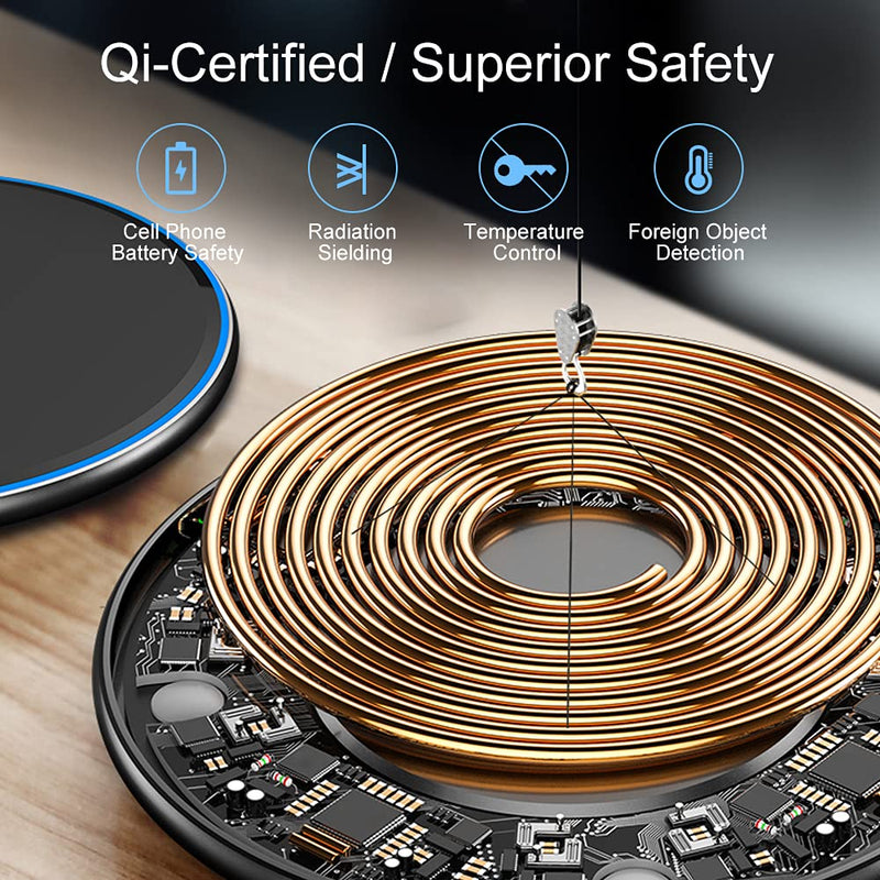 [Australia - AusPower] - Wireless Charger,Qi-Certified 15W Max Fast Wireless Charging Pad Compatible with iPhone 13 Mini/13/13 Pro Max/12/12 Mini/12 Pro Max/SE 2020/11Pro Max/9/8,Samsung Galaxy S21/S20/Note 10/S10,AirPods Pro 