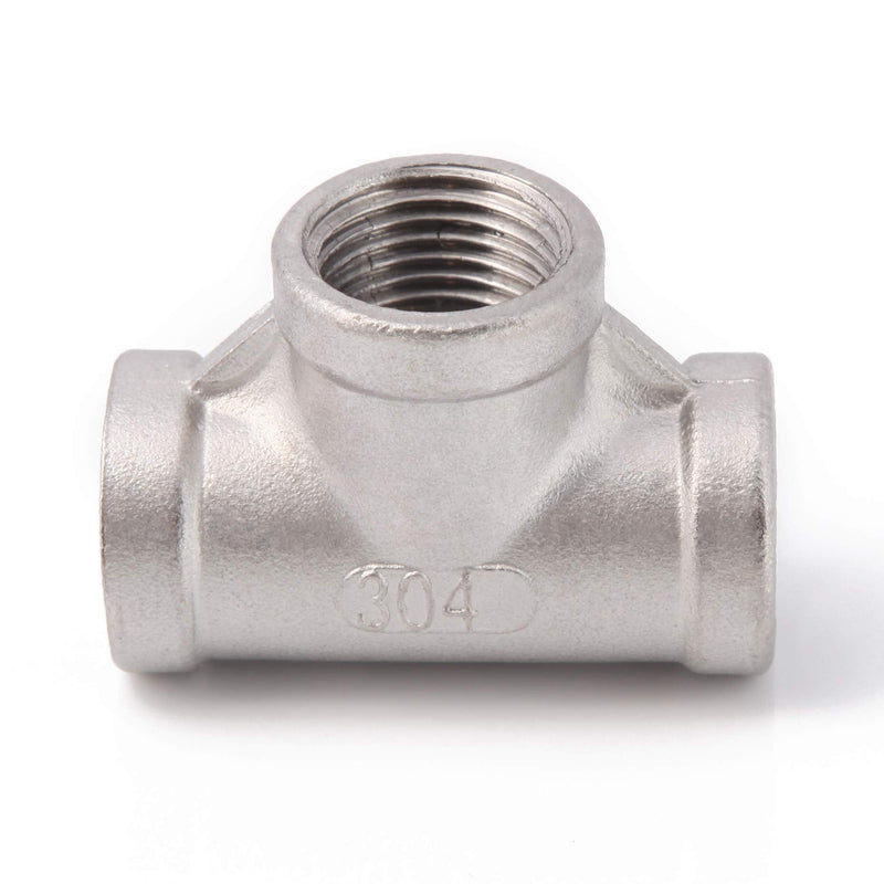 [Australia - AusPower] - Metaland Stainless Steel 1/2" NPT Tee Female 3 Way T Shaped Pipe Fitting (Pack of 2) 