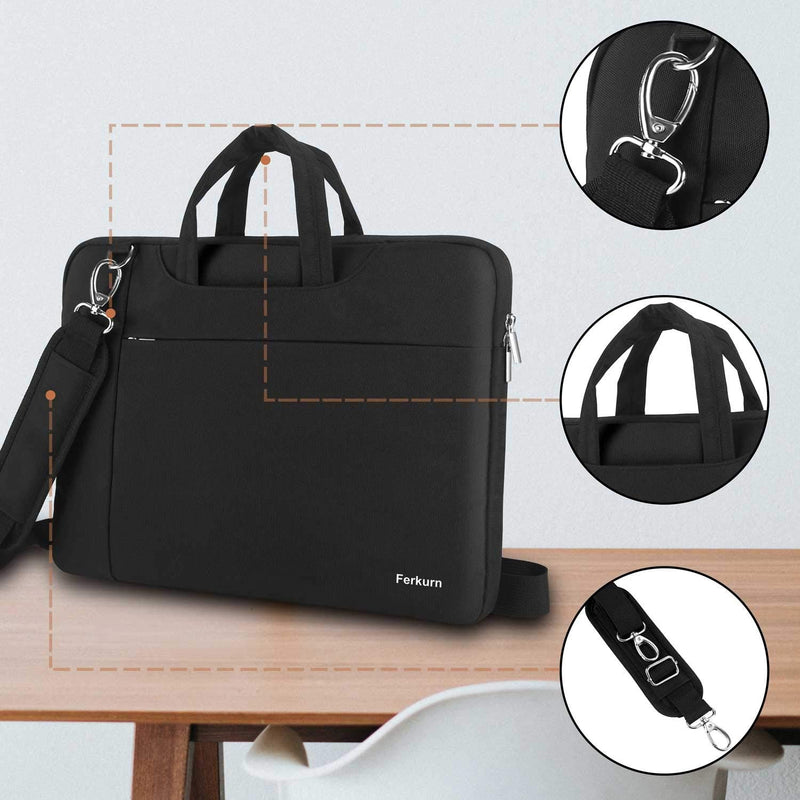 [Australia - AusPower] - Ferkurn Laptop Bag Sleeve Carrying Case Compatible with 17 17.3 Inch Computer/Notebook/MacBook Pro 17"/ Asus/ThinkPad/Samsung/Envy,Protective Computer Shoulder Waterproof Bag with Handle, Black 17 inch 