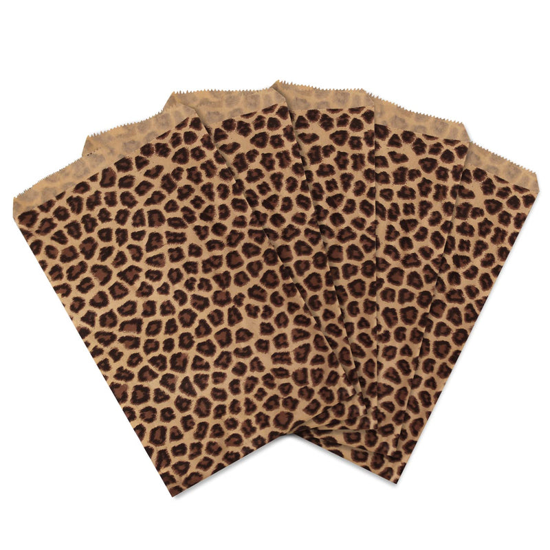 [Australia - AusPower] - Ikee Design 200 Pcs of 6" X 9" Flat Plain Leopard Prints Paper or Patterned Kraft Bags for Candy, Cookies, Merchandise, Party Favors, Gift Bags, Small Paper Bags 1) Leopard Pattern 