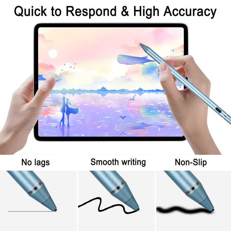 [Australia - AusPower] - Active Stylus Pens for Touch Screens,Stylus Pen Compatible with Apple iPad, Capacitive Pencil for Kid Student Drawing, Writing,High Sensitivity,for Touch Screen Devices Tablet,Smartphone (Blue) Blue 