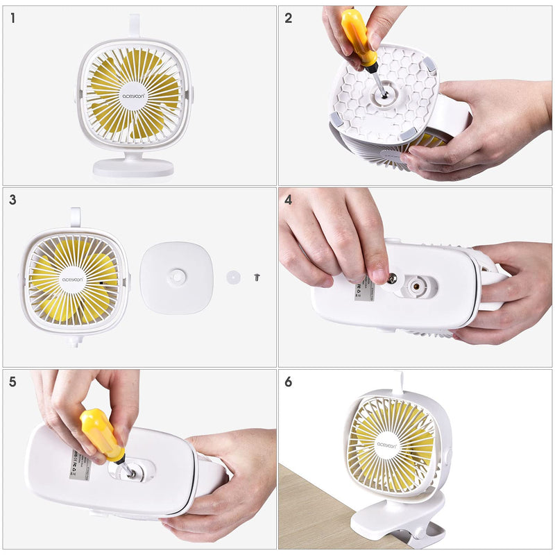 [Australia - AusPower] - aceyoon Desk Fan USB Powered, Small Portable Fan 360° Rotation, Quiet Stroller Fan Clip on, 4 Speeds Personal Fan, Mini Air Circulator Fan for Car, Home, Office, Bedroom (5.9inch) Yellow 