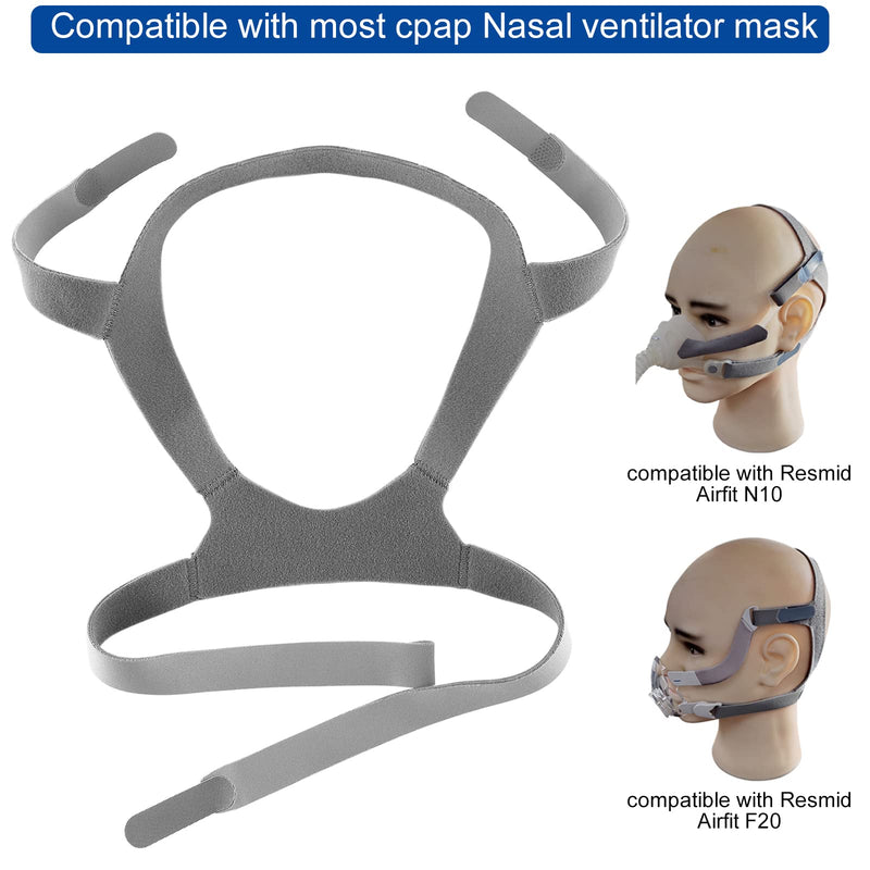 [Australia - AusPower] - 2 Pieces Headgear Strap Replacement for Full Face 4-Point ResMed Nasal F20 N10 Fit, Adjustable Home Ventilator Mask Headband for Adults(Headband Only) Grey*2 