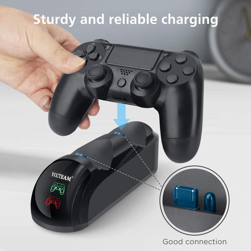 [Australia - AusPower] - PS4 Controller Charger, Upgraded Fast-Charging Port Docking Station Stand for PS4/PS4 Slim/PS4 Pro Controller, Black 