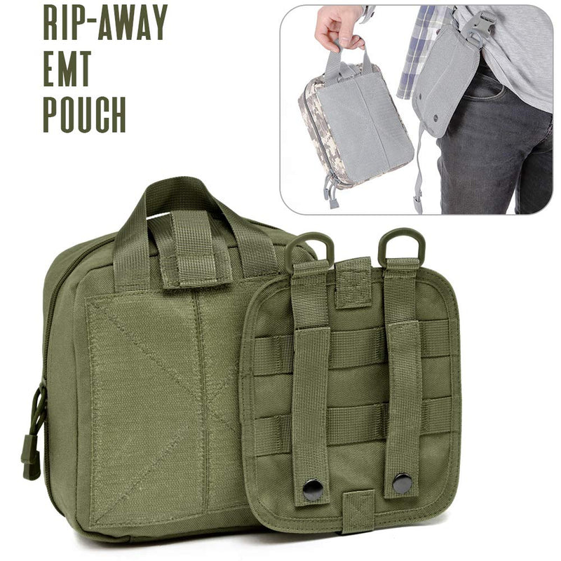 [Australia - AusPower] - LIVANS Tactical First Aid Pouch, Molle EMT Pouches Rip-Away Military IFAK Medical Bag Outdoor Emergency Survival Kit Quick Release Design Include Red Cross Patch Army Green 