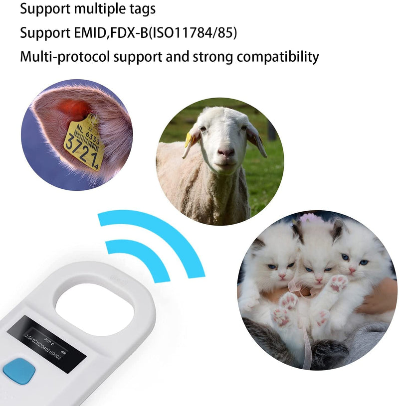[Australia - AusPower] - Yanzeo Pet Microchip Reader, RFID EMID Animal Handheld Reader,134.2 Pet ID Scanner Rechargeable Animal Chip Registration, Pet Tag FDX-B(ISO 11784/11785) (AR180) Ar180 