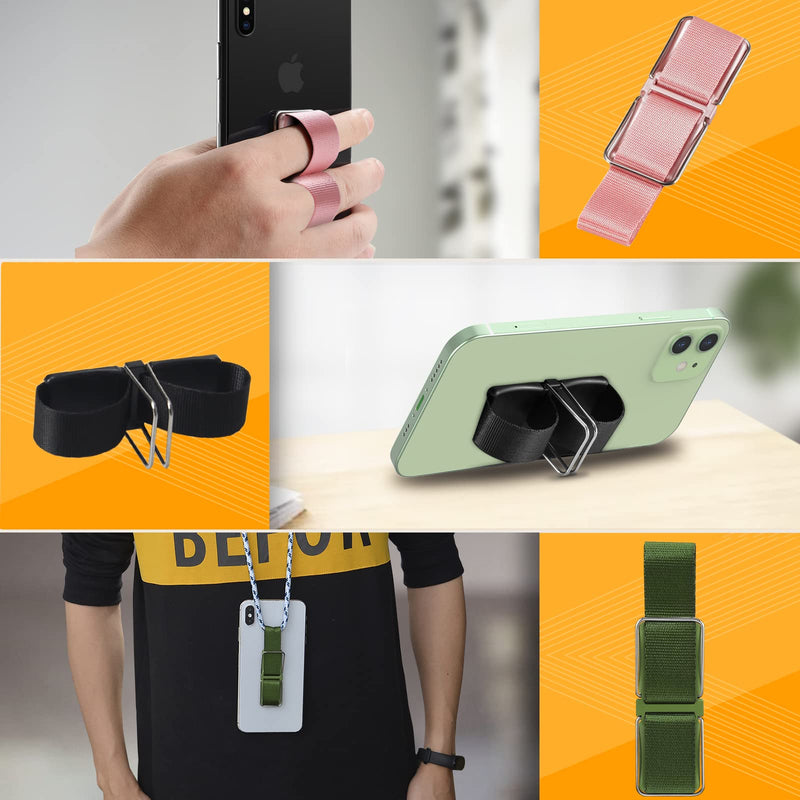 [Australia - AusPower] - Phone Loop Finger Holder，YUOROS Cell Phone Strap Holder for Hand and Desk (Black, Pink, Green, Gold, 4 Pack) #3 Black Pink Green Gold 