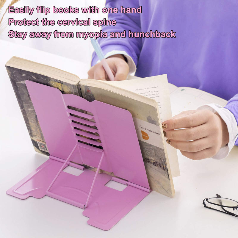 [Australia - AusPower] - MSDADA Book Stand Metal Reading Rest Book Holder Adjustable Cookbook Documents Holder Bookstands for Textbooks Christmas Gifts for 6 7 8 9-16 Girls and Boys, Birthday Gifts for Girls Kids Mom (Pink) Pink 