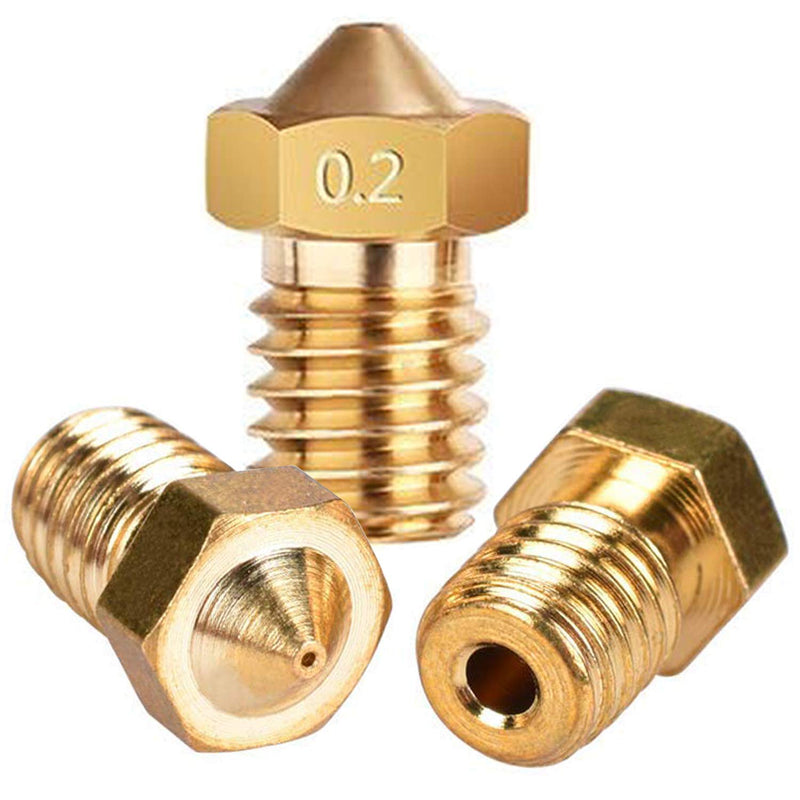 [Australia - AusPower] - E3D Nozzles, ExcelFu M6 0.2mm Brass Nozzle Extruder Print Head for 1.75mm Filament E3D V5-V6 3D Printer, Pack of 20 